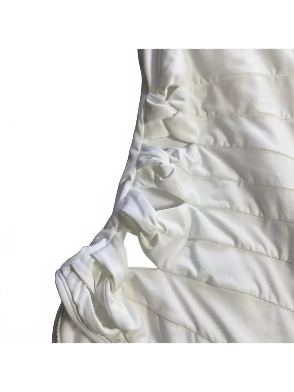 CARMEN MARC VALVO white cut out sides one shoulder one piece swimsuit $110 New